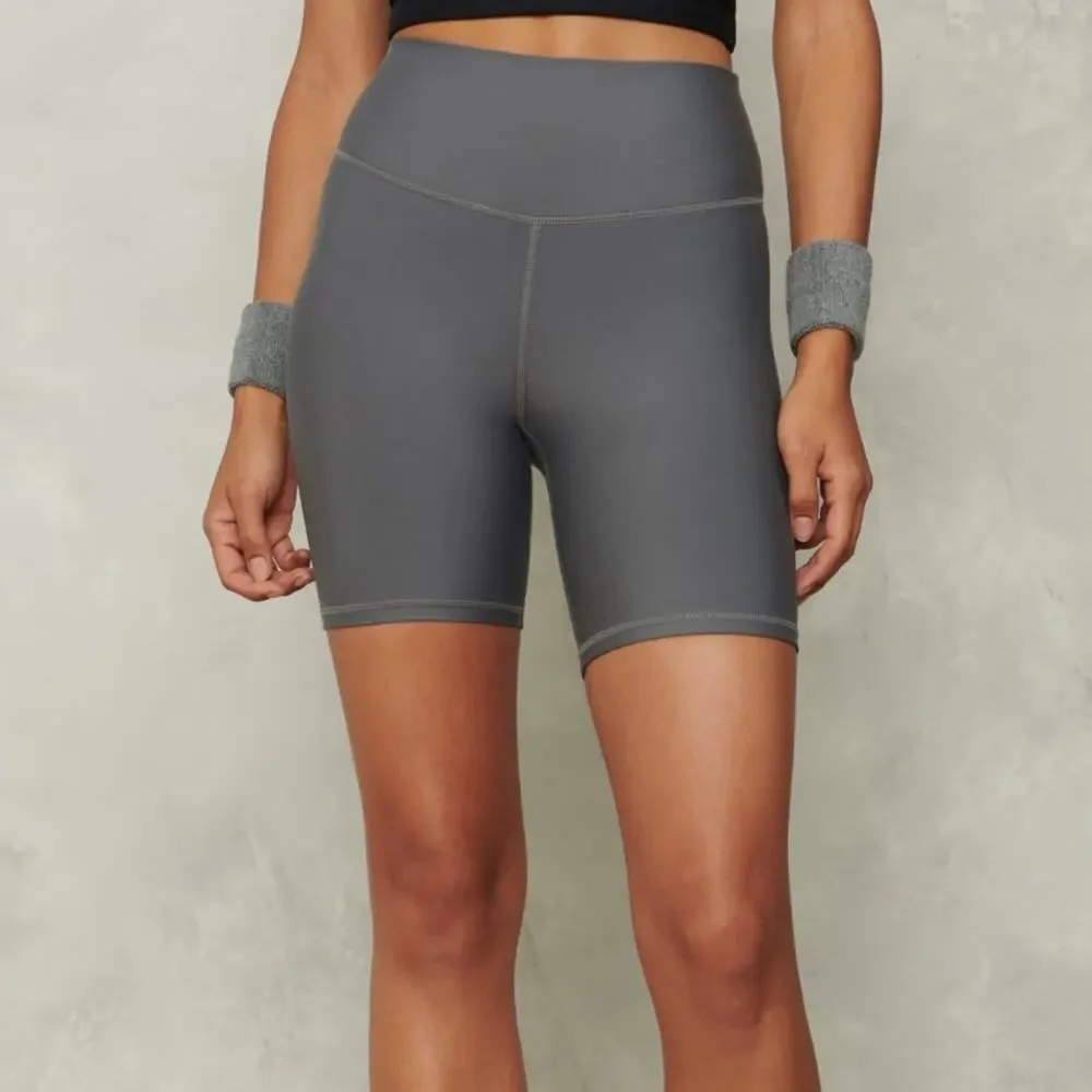 Abercrombie & Fitch Metallic Crop Top and Bike Shorts Set Athleisure Size Medium - Picture 2 of 9